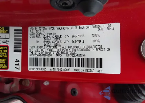 2018 Toyota Tacoma Trd Off Road from USA, damaged, VIN 3TMCZ5AN1JM186690